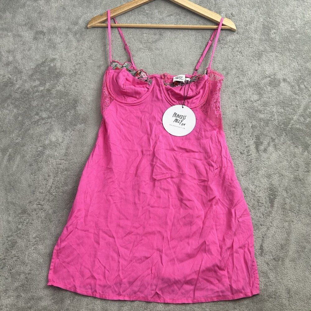 Princess Polly Dress Womens 4 Floreto Mini Pink Floral Lace Thin Strap Summer